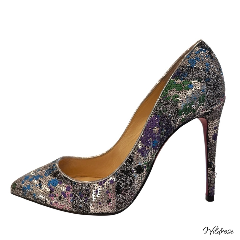 💫 Christian Louboutin Sequins Galativi 100 “Version Diva” Heels SZ 35.5 US 5.5 💫 - Picture 1 of 16